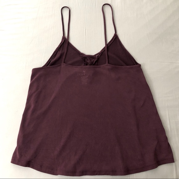 American Eagle soft & sexy sueded tank top crisscross detail in Maroon/Purple - Picture 2 of 8